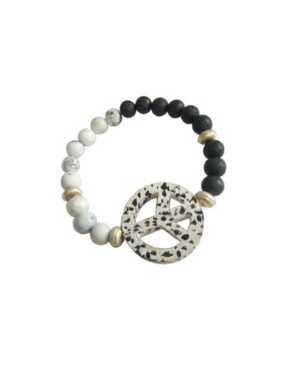 Hollow Peace Lava Howlite Stone Bracelet By Menjewell